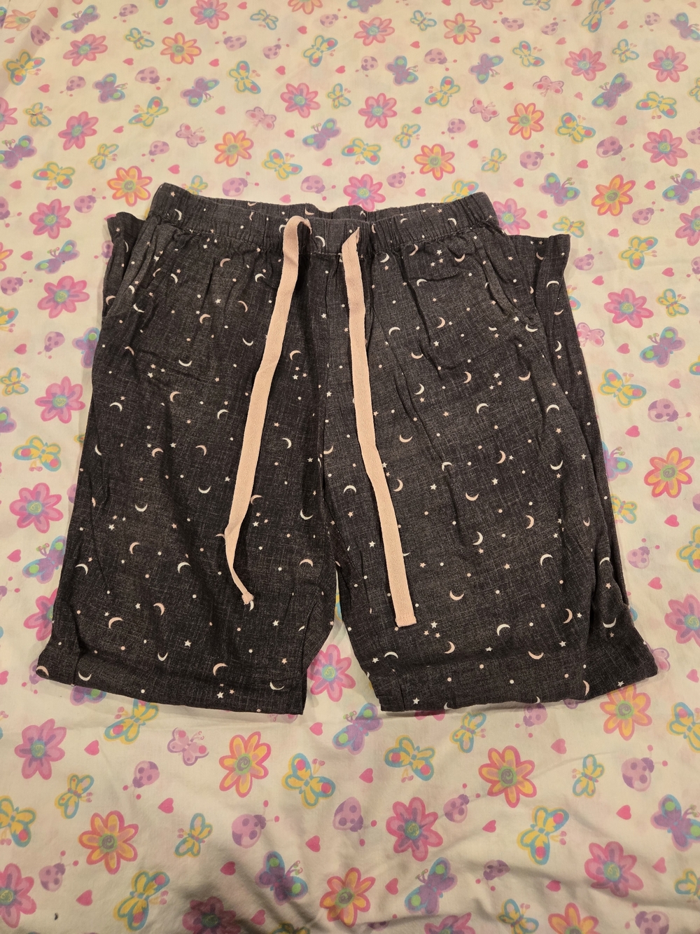 Secret Treasures Moon & Star Pajama Pants with Elastic Waist W/Pink Drawstring